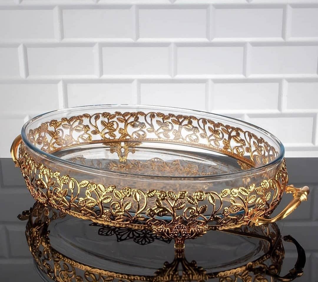 Service Tray Hurrem Style Plate Cake Bell Jar Glass Cookie Macaron Sweet Dessert Serving Tray