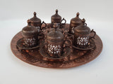Ottoman Turkish Coffee Cups Set / 6 pcs Handmade Copper Arabic Coffee Set Tea Cups Espresso Set Made in Turkey