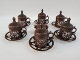 Ottomaanse Turkse koffiekopjes set / 6 stuks handgemaakte koperen Arabische koffieset theekopjes espressoset gemaakt in Turkije 