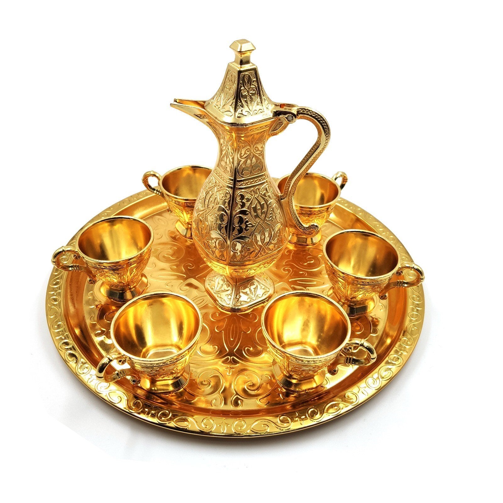 Drinking of Zamzam Set Silver Marbled Plated Tray Cups Islamic eid al adha gift