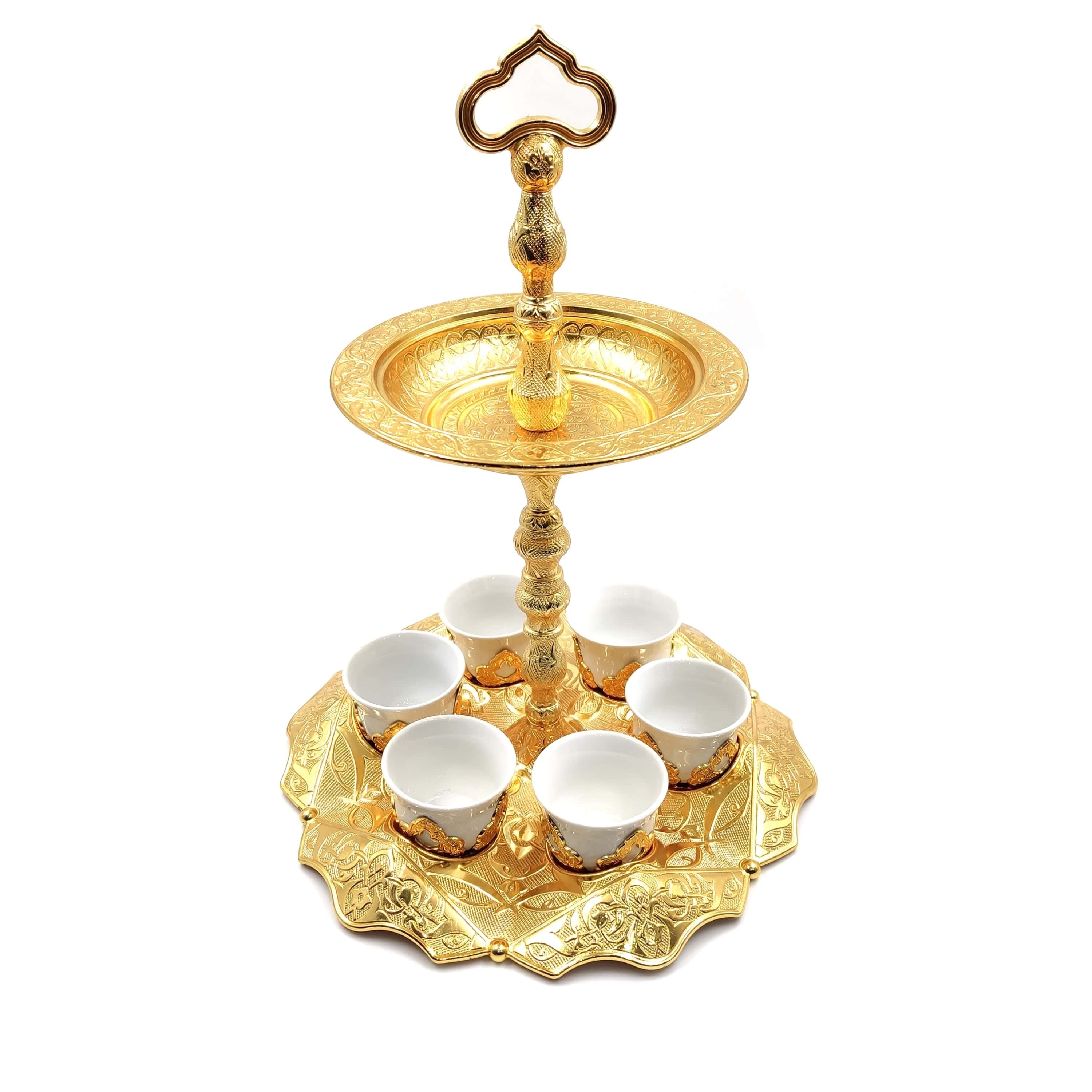 Turkish Coffee Set Mirra, Arabic Coffee Serving Cups Set Two Tier Cake Stand Afternoon Tea Wedding Plates Party