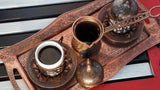 Handmade Clover Design Turkish Coffee Espresso Serving Set for 2