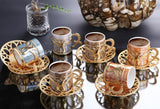 Turkish Golden Coffee Cups and Saucers Serving Set Ceramic Coffee Mugs Best for Home Decor Demistasse Porcelain Coffee Set