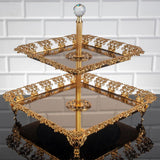 Serving Tray 2 floors Rhinestones Use the Cookie Plate Golden Silver Big Small Square