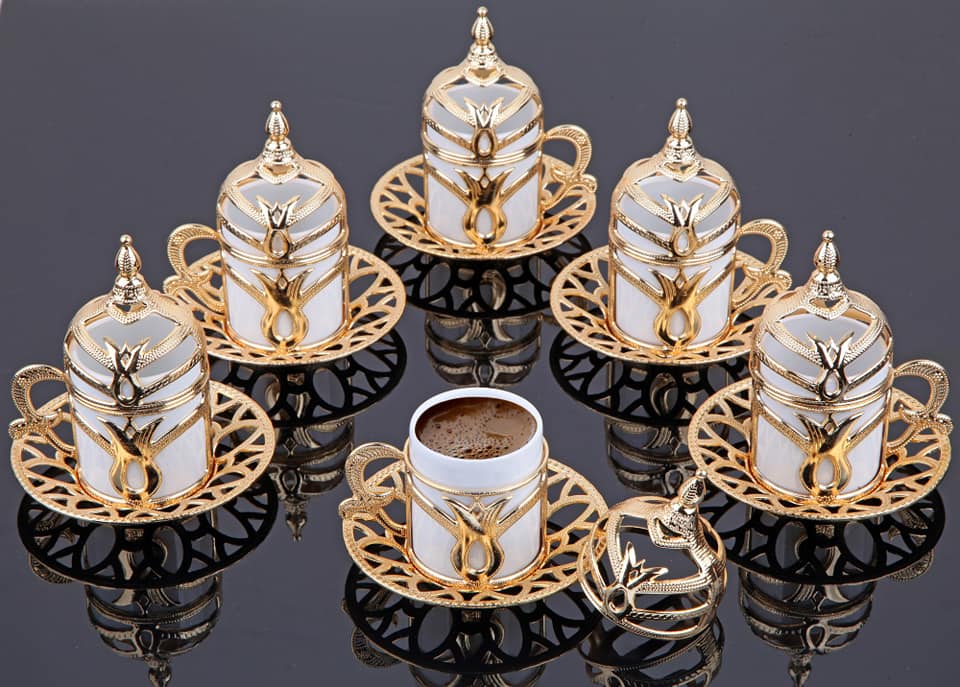 Seti 6 English coffee cap set Arabic coffee set handmade tea cups cap kit set Espresso coffee set of copper