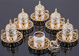 Seti 6 Engelse koffiedoppenset Arabische koffieset handgemaakte theekopjes doppenset Espresso koffieset van koper 