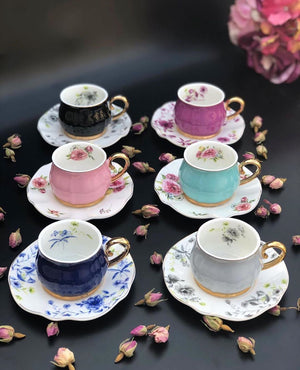 ACAR Turkish High Quality Porcelain Coffee Cups and Saucers Set Ceramic Coffee Mugs Best for Home Decoration Demistasse Coffee Set