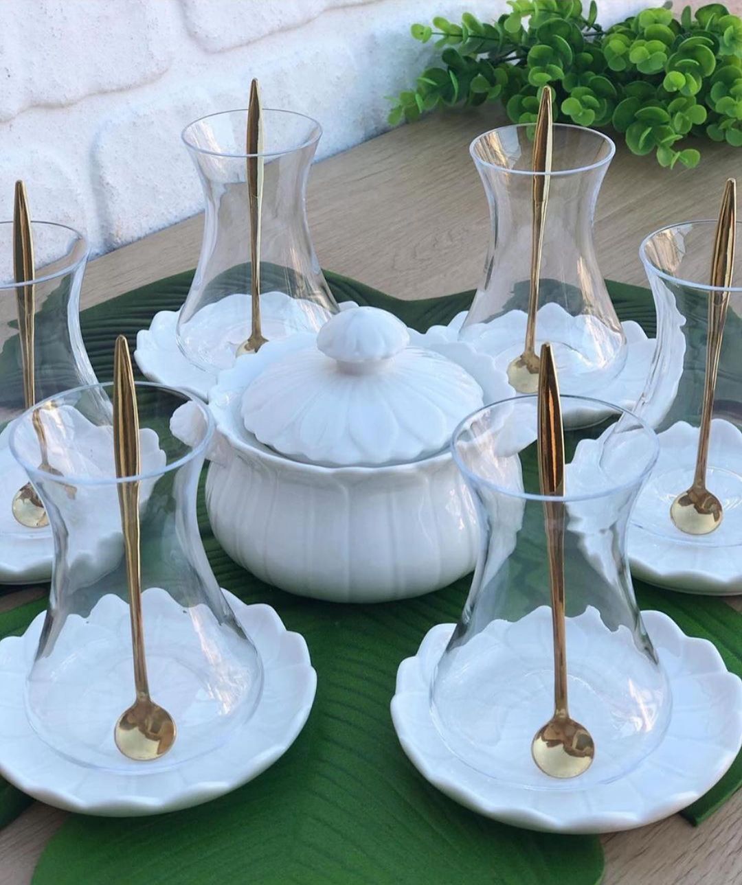 White Sweet Tea Cups And Saucers Set For Six People Made in Turkey