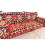 Arabische vloer zitbank rode set kussens Turkse Jalsa Arabische Majlis Rug Oosterse Home Decor Marokkaanse bank boho meubilair Kelim Cover